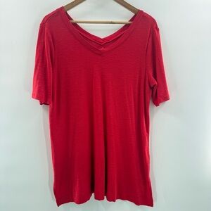 J. Jill 100% Pima Cotton Double V Breathable Tunic Shirt Red Size Large